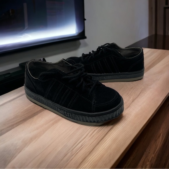 DIESEL LOW-TOP SNEAKERS WITH PLATFORM unisex black suede size M 6 W 7 - Picture 8 of 16